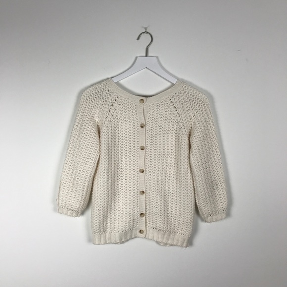 Zara | White Knit Button-back Pocket Sweater - Picture 8 of 8